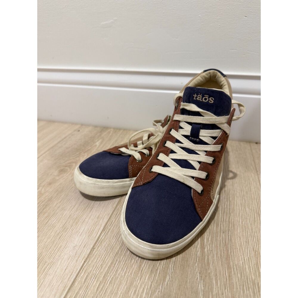 Taos Plim Soul Colorblock Canvas Lace Up Sneakers Blue Tan Brown Women's Size 10